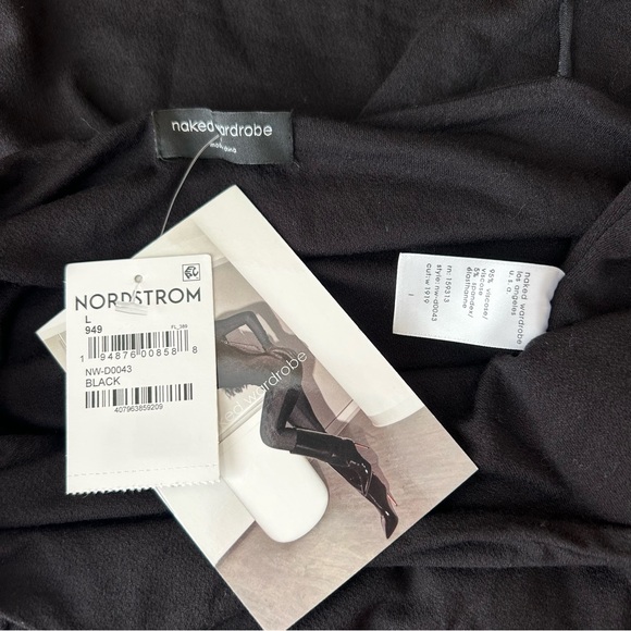 Naked Wardrobe NW Sultry Dress Black Bodycon Midi Dress Square Neck Size L NWT - Picture 12 of 12